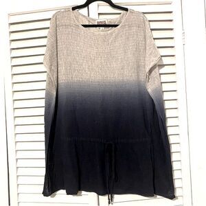 Rosie Neira Anthropologie size S/M Blue Ombre Lagenlook Oversized Blouse